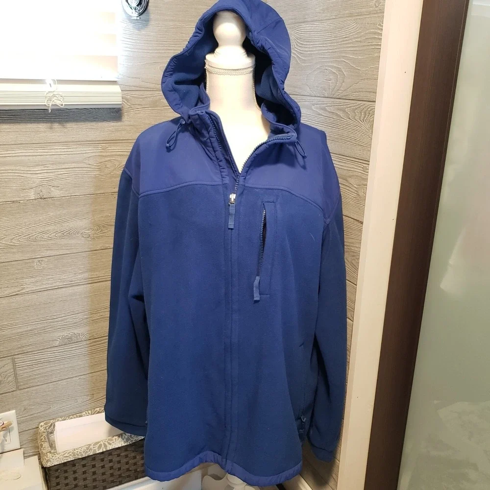 Duluth Trading Co Blue Full Zip Fleece Hoodie Reinforced Work Jacket Mens XL